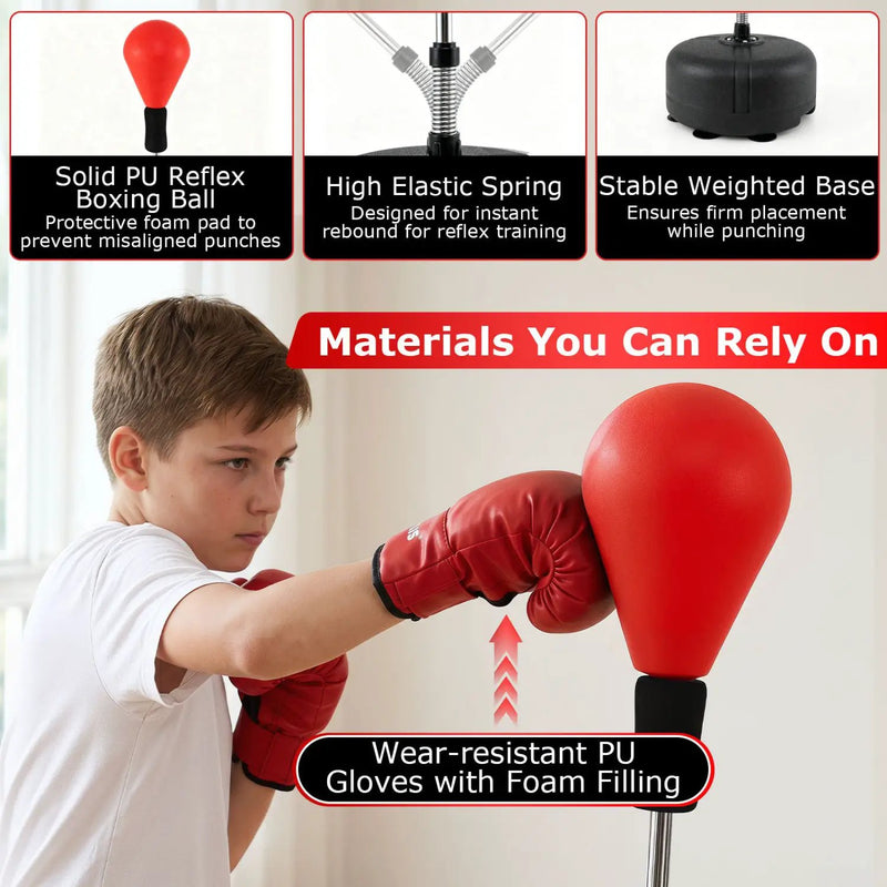 Height Adjustable Punching Bag with Stand for Teens & Adults by DirectDeals