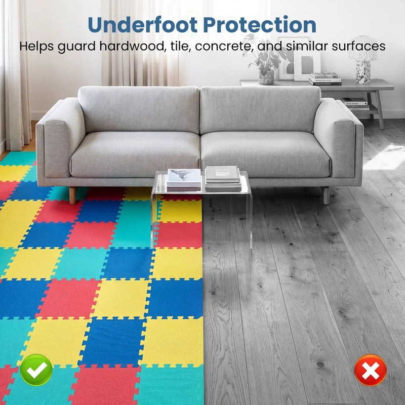 EVA Foam Floor Tiles 54-Pack with Borders and Non-Slip Surface by DirectDeals
