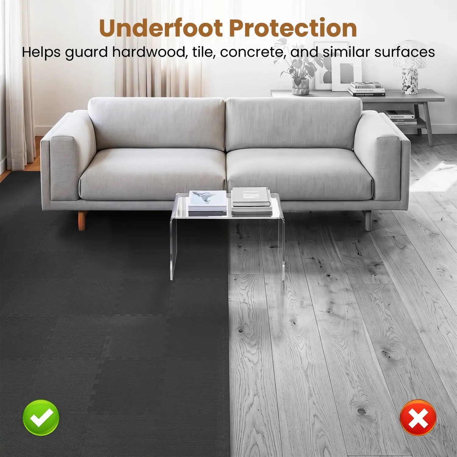 EVA Foam Floor Tiles 54-Pack with Borders and Non-Slip Surface by DirectDeals
