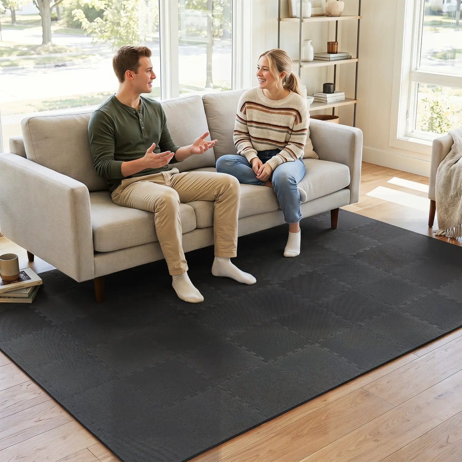 EVA Foam Floor Tiles 54-Pack with Borders and Non-Slip Surface by DirectDeals