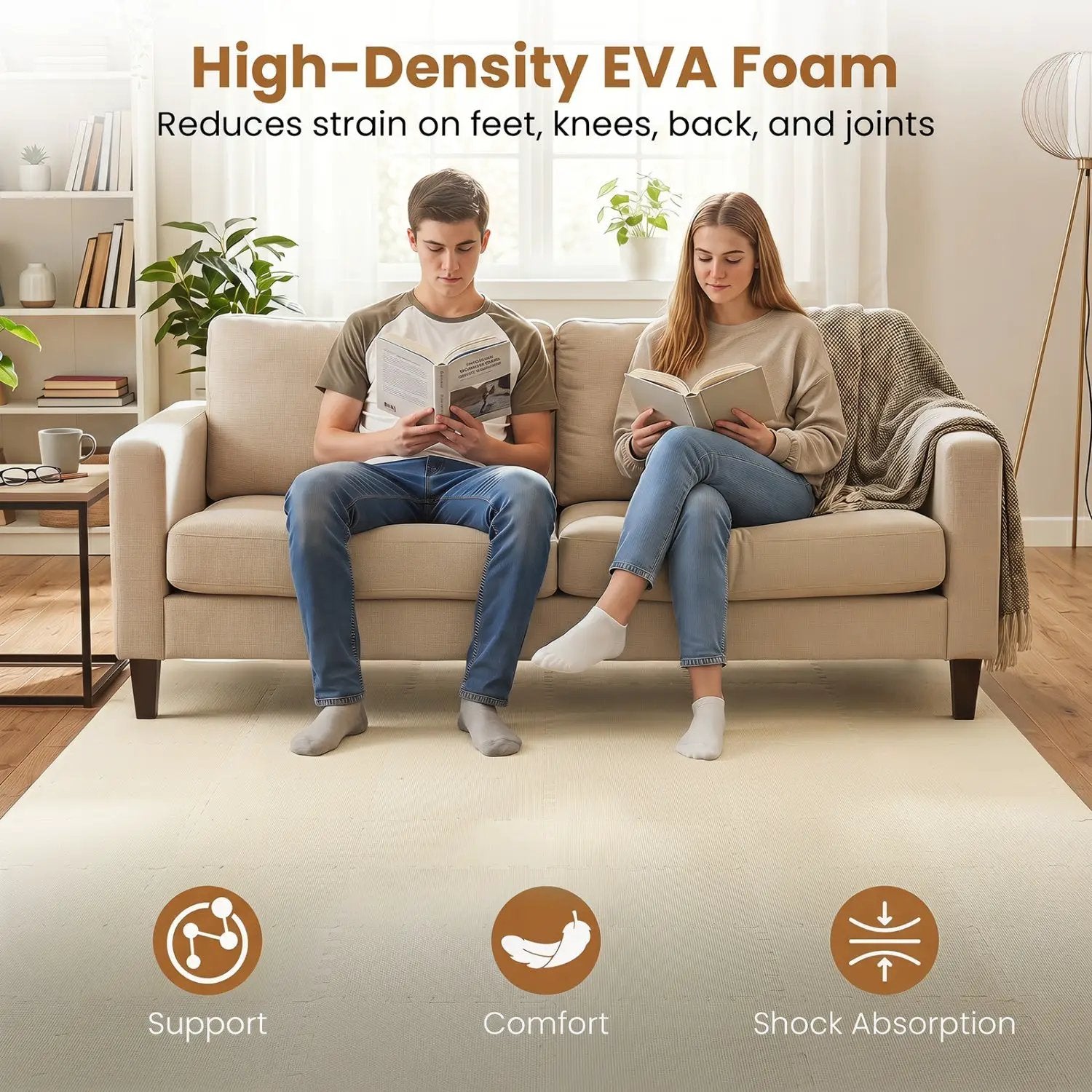 EVA Foam Floor Tiles 54-Pack with Borders and Non-Slip Surface by DirectDeals