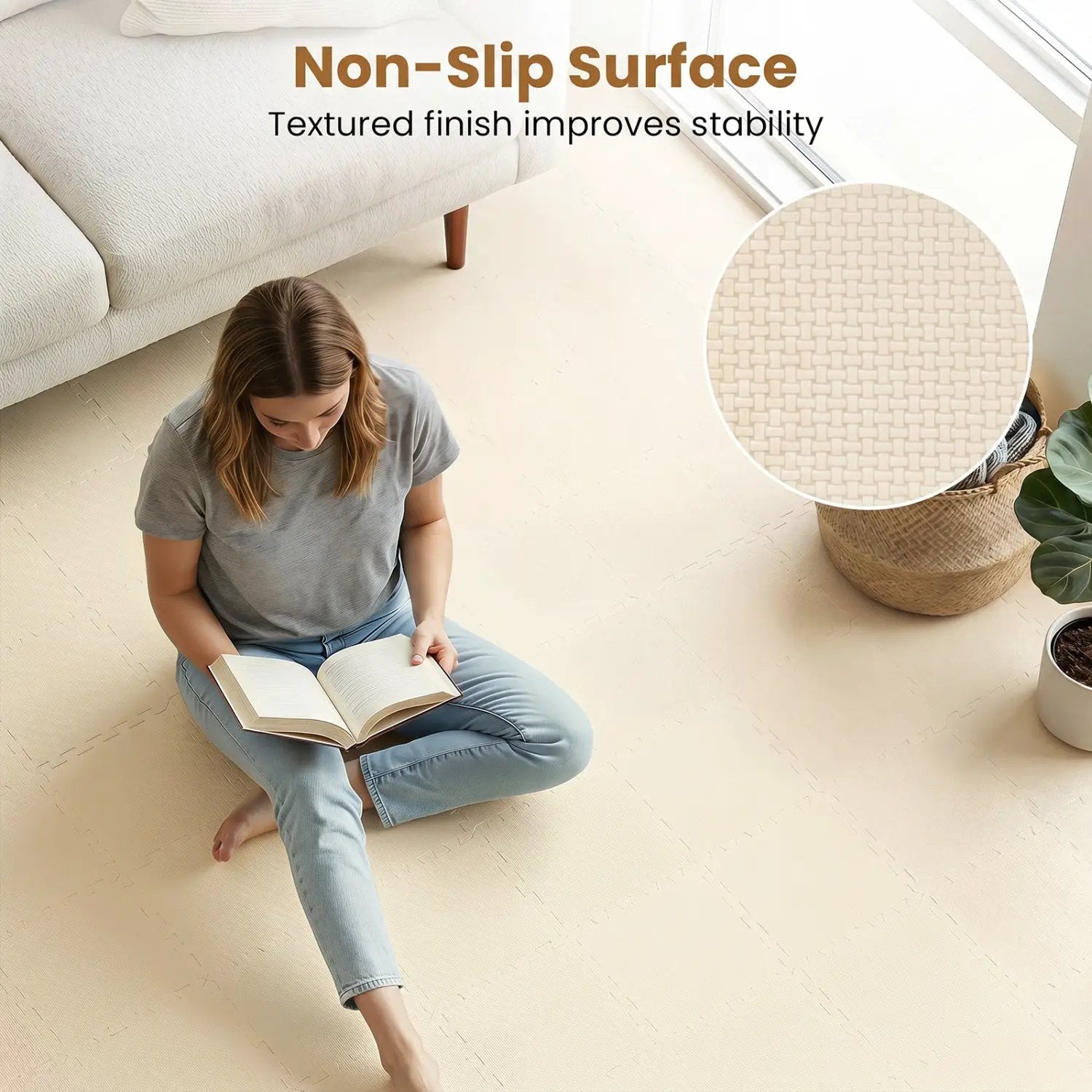 EVA Foam Floor Tiles 54-Pack with Borders and Non-Slip Surface by DirectDeals