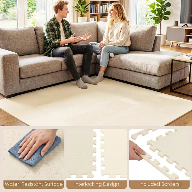 EVA Foam Floor Tiles 54-Pack with Borders and Non-Slip Surface by DirectDeals