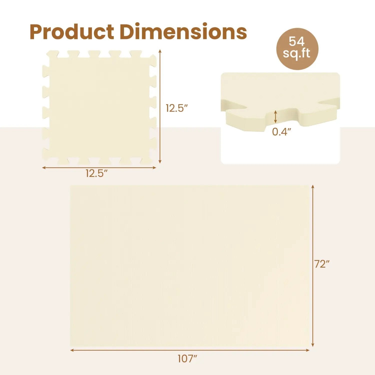 EVA Foam Floor Tiles 54-Pack with Borders and Non-Slip Surface by DirectDeals