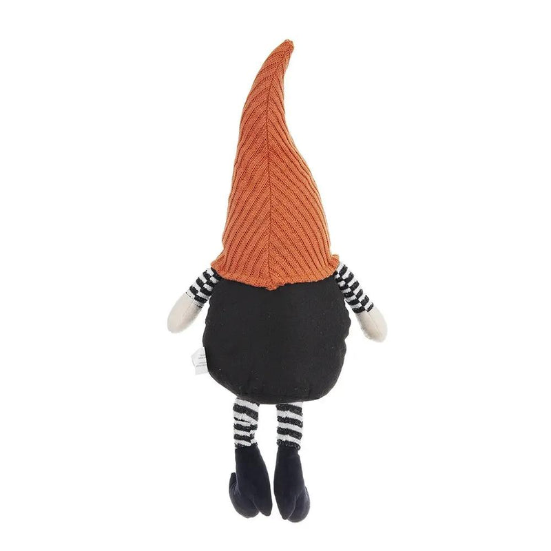 23.5" Seated Jack-O'-Lantern Gnome With Striped Limbs and Faux Fur Beard by HouseOfZazla
