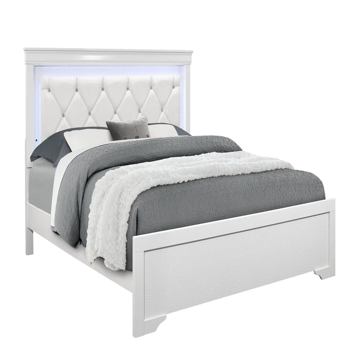 Shaker - Bed With LED Lighting And Crystal Inspired Tufted Headboard by Unique Piece Furniture