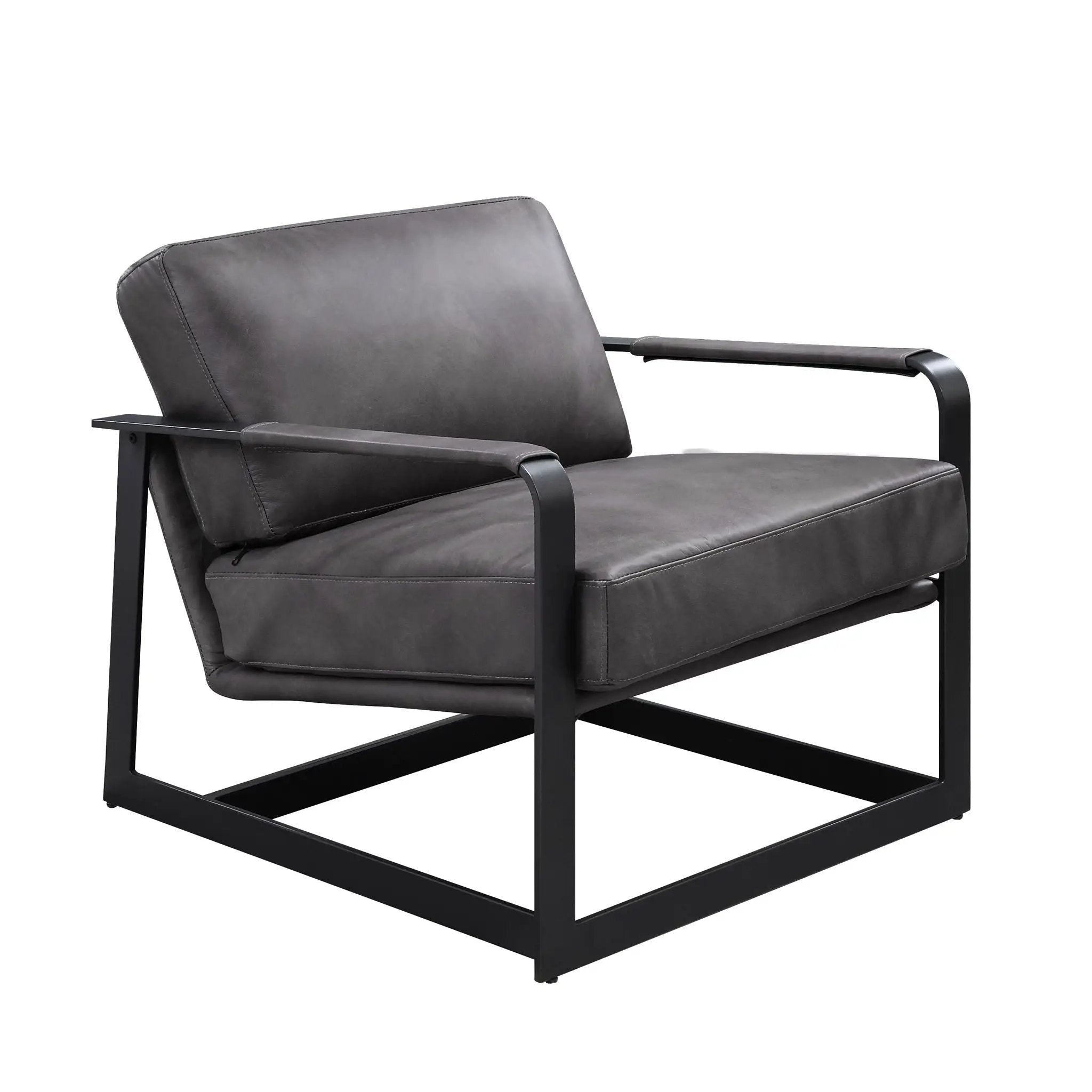 Locnos - Accent Chair - Gray Top Grain Leather & Black by Unique Piece Furniture