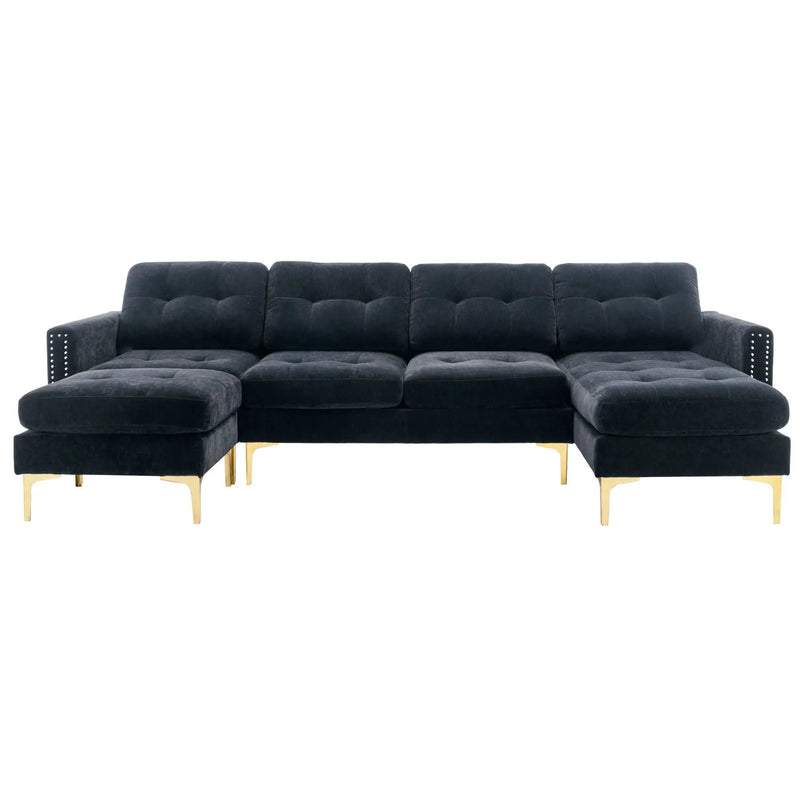 Modern L - Shape Convertible Sectional Sofa With Movable Ottoman by HouseOfZazla