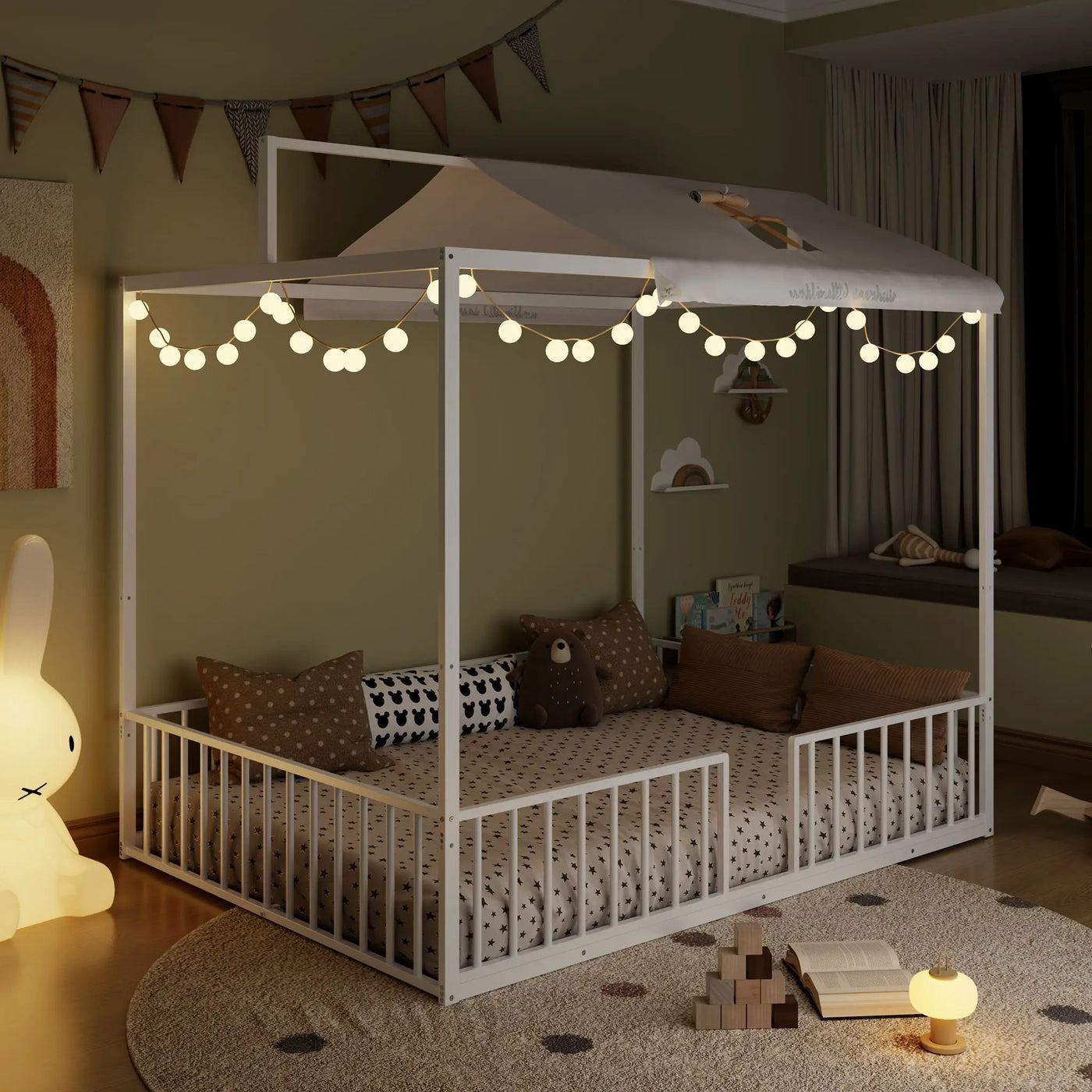 3 In 1 Convertible Montessori Floor Bed With Fenced Support by HouseOfZazla