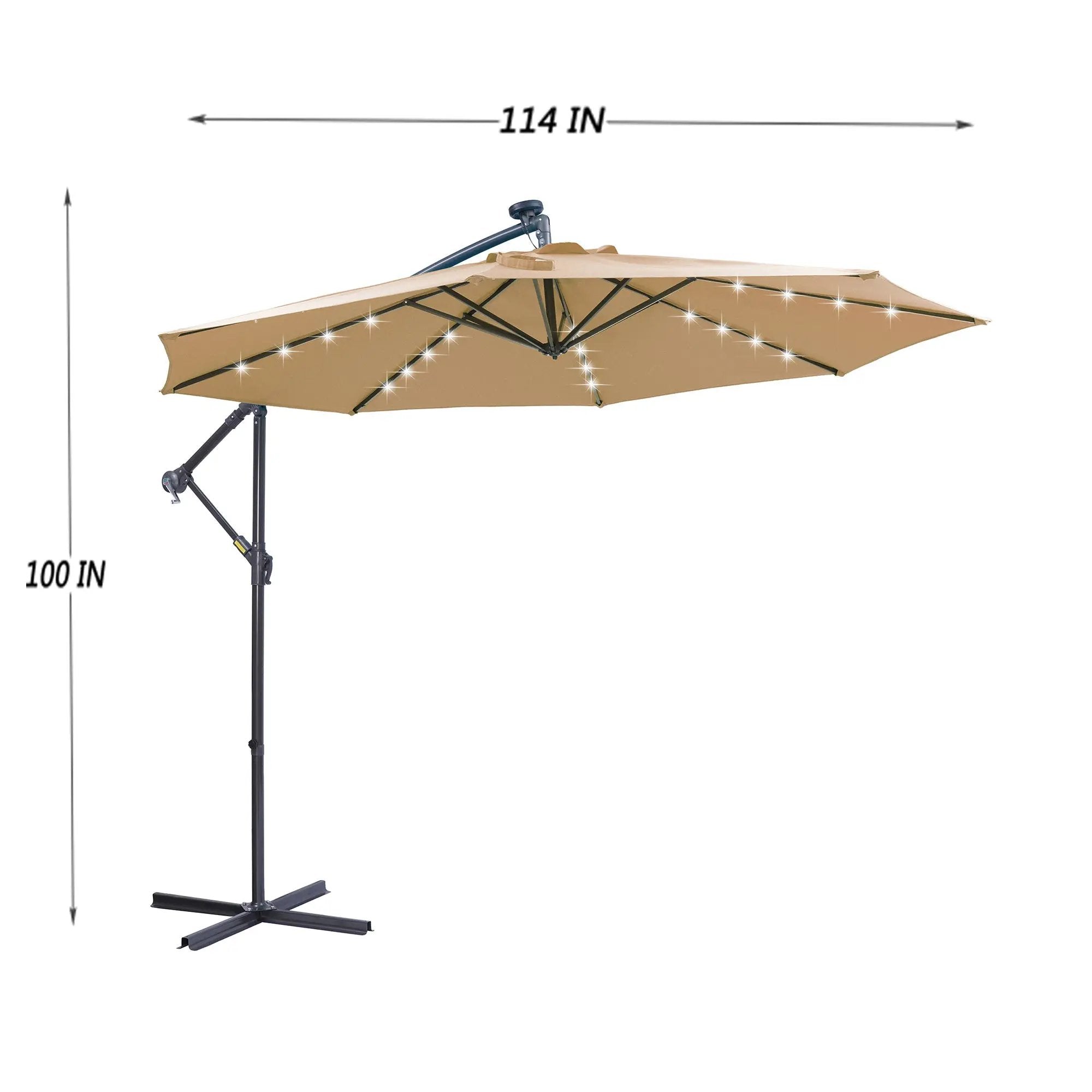 Outdoor Cantilever Patio Umbrella with 32 LED Lights, 10 ft by HouseOfZazla