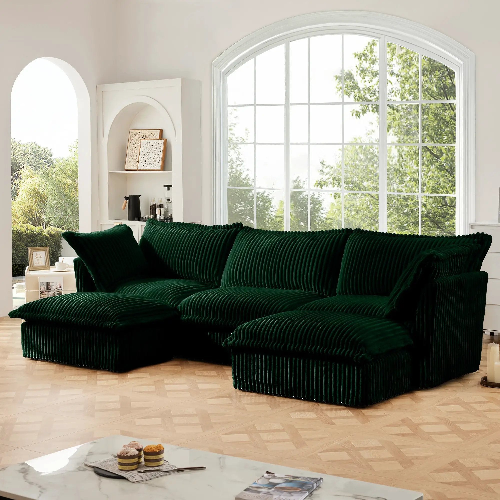 Slipcovered U Shape Sectional Deep Seat Sofa by HouseOfZazla