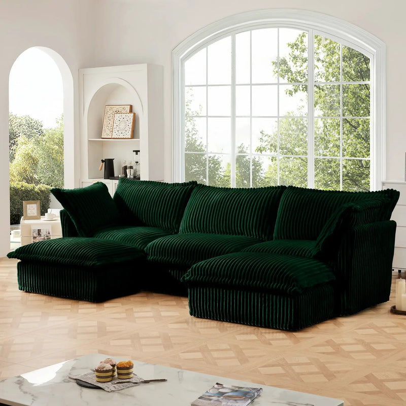 Slipcovered U Shape Sectional Deep Seat Sofa by HouseOfZazla