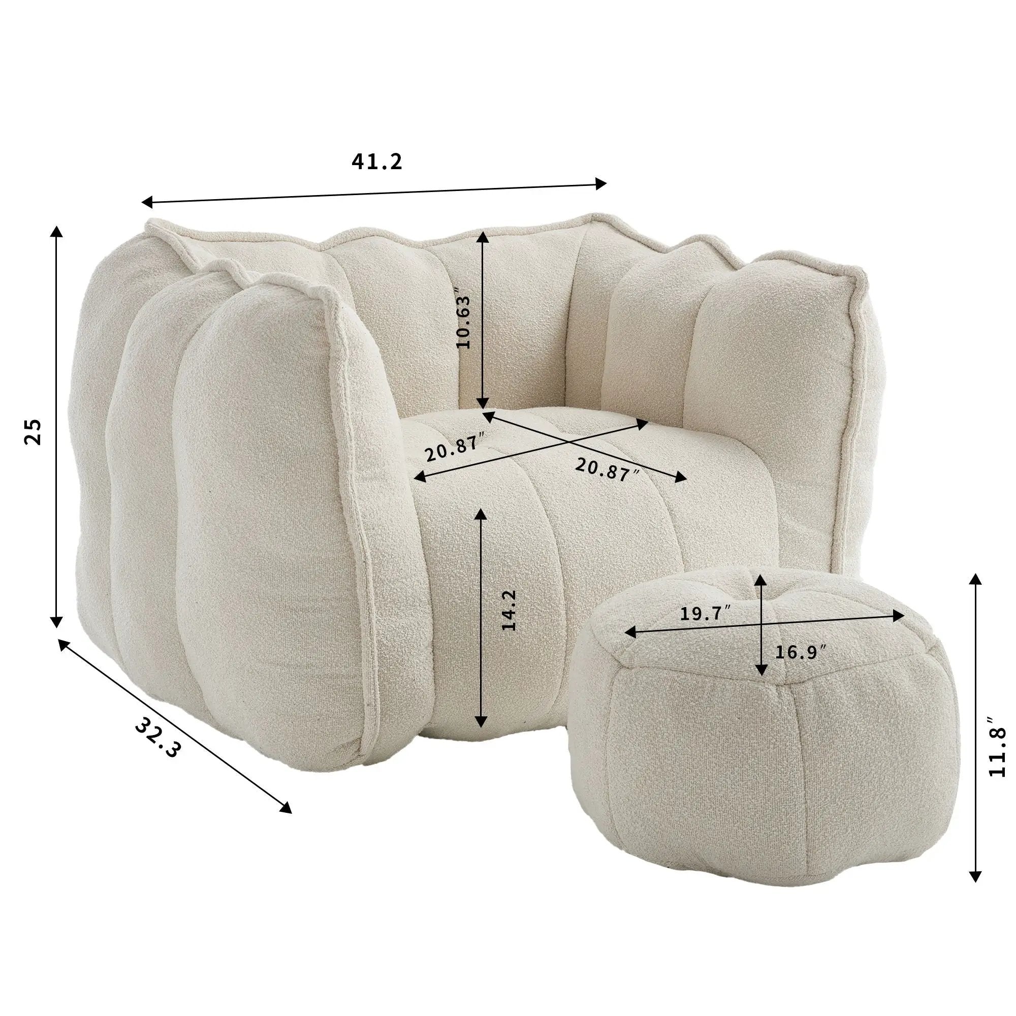 Soft Bean Bag Chair With High Resilient Foam by Unique Piece Furniture