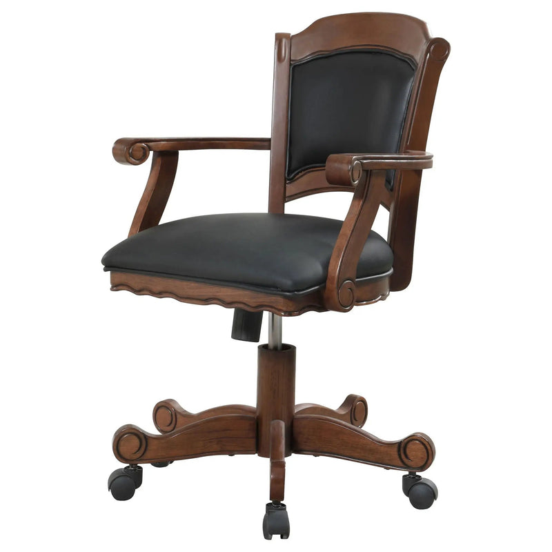 Upholstered Game Chair With Caster Wheels - Black by HouseOfZazla
