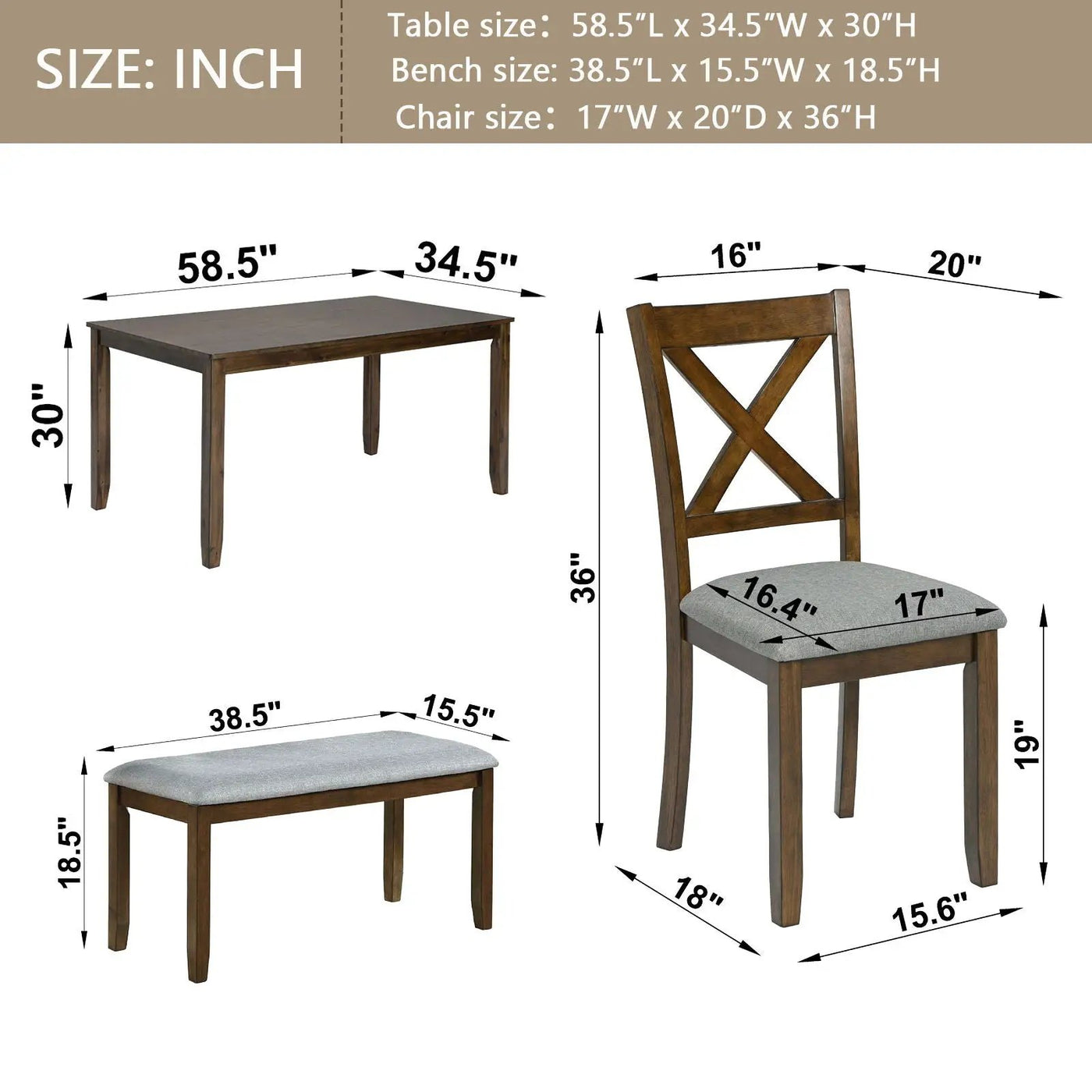 Kitchen Dining Set, Rectangular Dining Table by Unique Piece Furniture