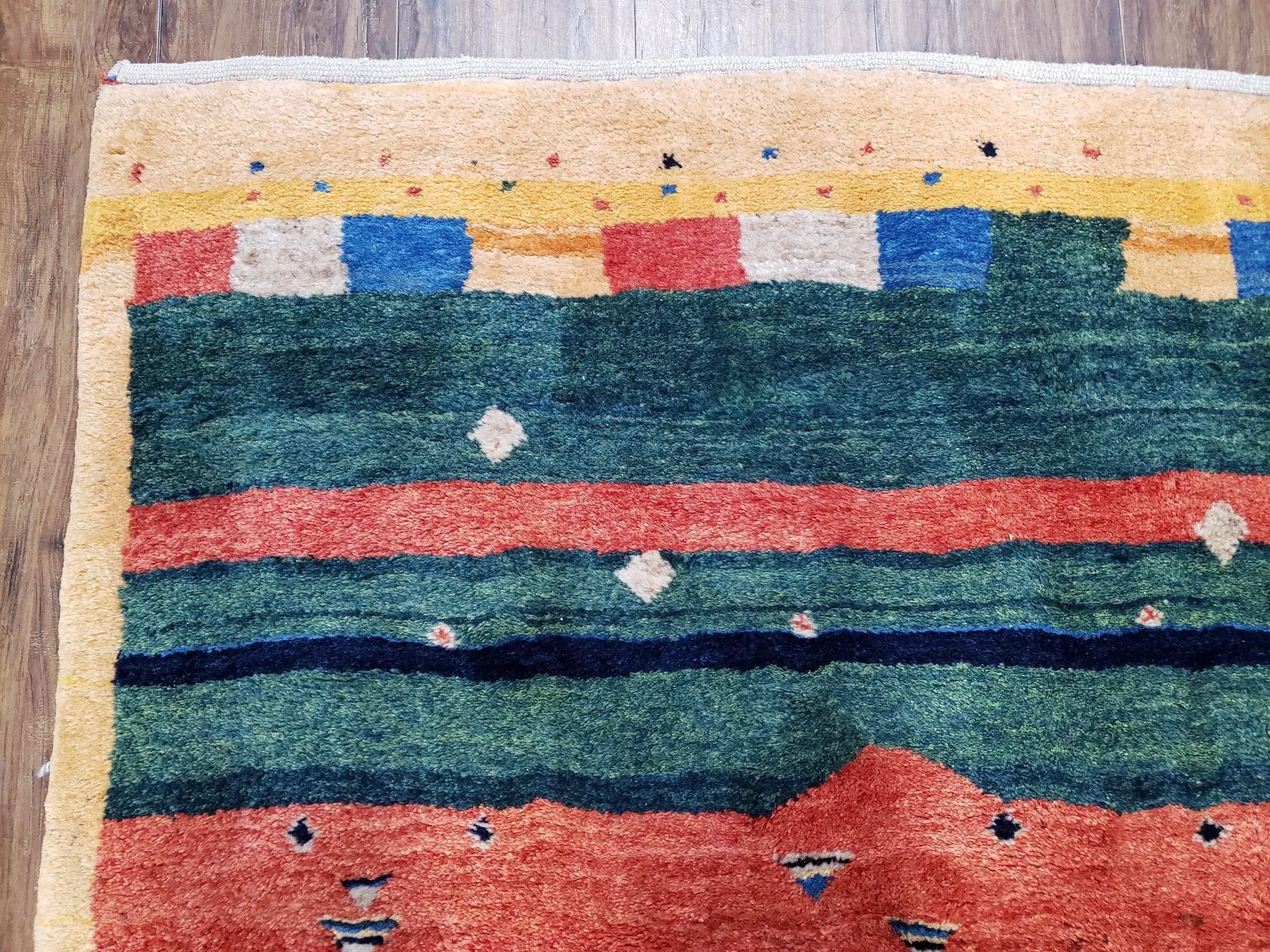 Colorful Persian Gabbeh Rug 4x6, Soft Pile, Colorful Rug, Handmade Hand Knotted Wool Carpet, Home Office Rug, Area Rug for Bedroom 4 x 6 ft by Jewel Rugs