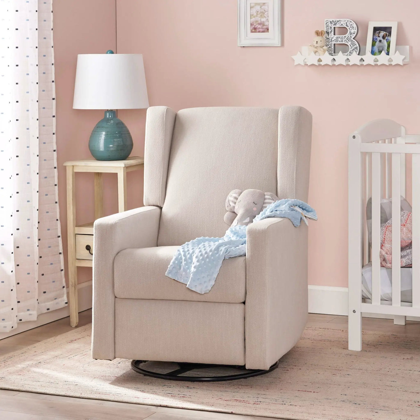Landau Contemporary Fabric Upholstered Swivel Recliner by Unique Piece Furniture
