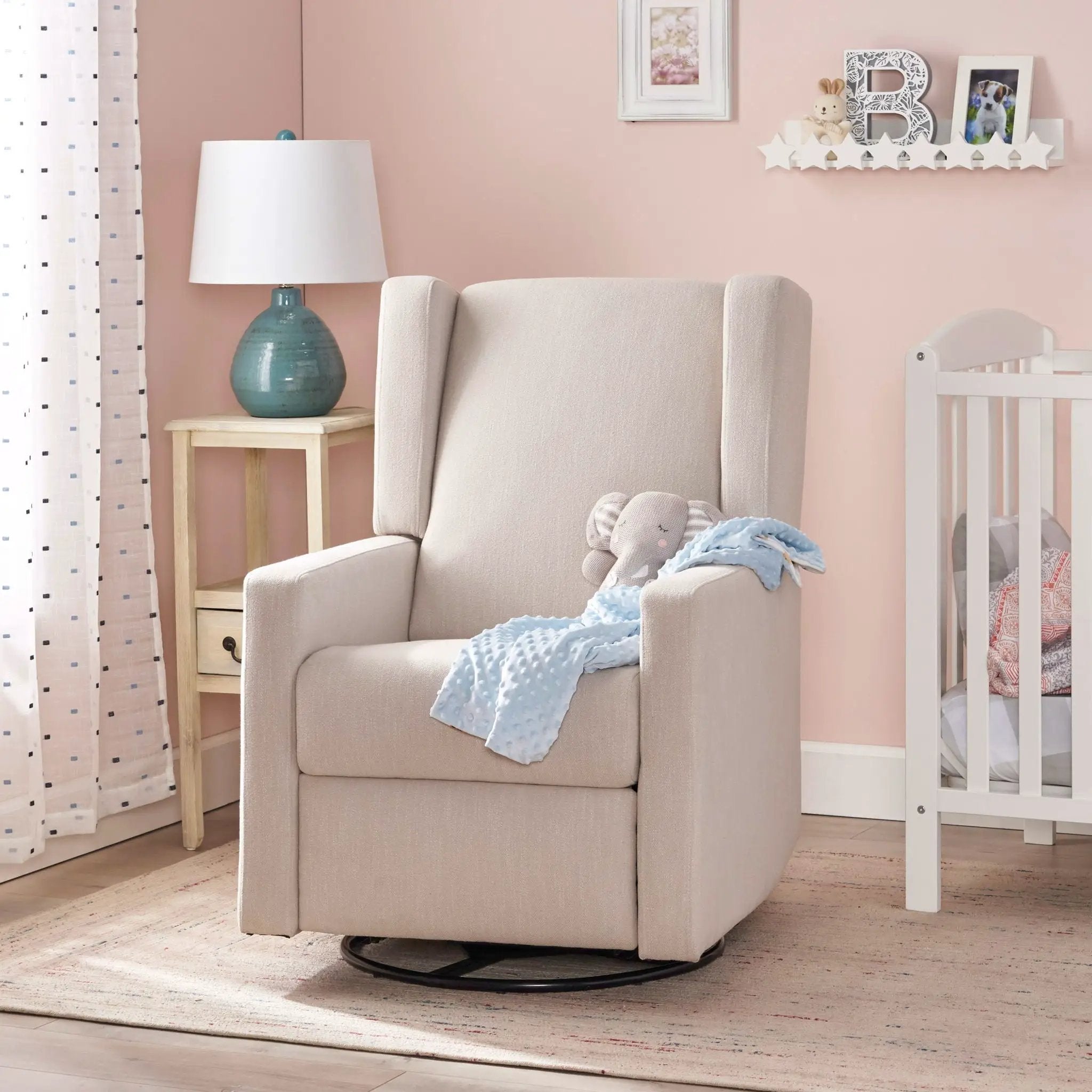 Landau Contemporary Fabric Upholstered Swivel Recliner by Unique Piece Furniture