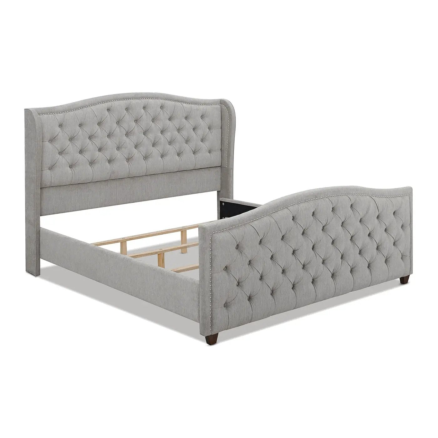 Marcella - Upholstered Shelter Headboard Bed Set by HouseOfZazla