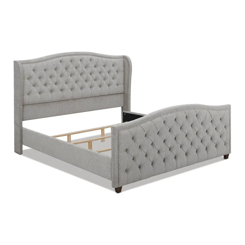 Marcella - Upholstered Shelter Headboard Bed Set by HouseOfZazla