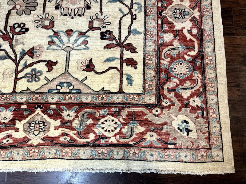 Peshawar Rug 10x14, Beige and Rust Red, Large Pak Persian Rug, Pakistani Rug by Jewel Rugs