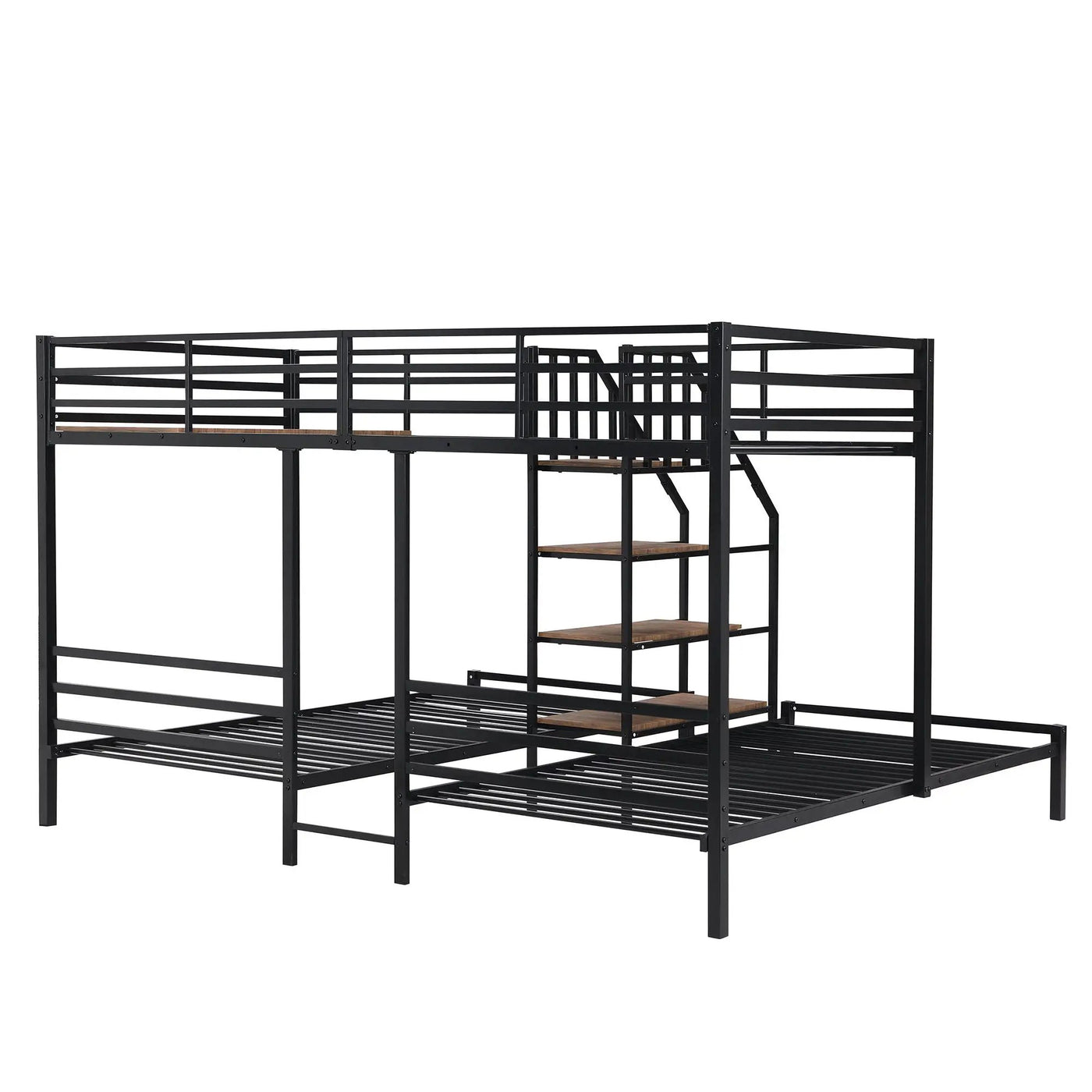 Metal Bunk Bed With Storage Shelves Staircase by Unique Piece Furniture