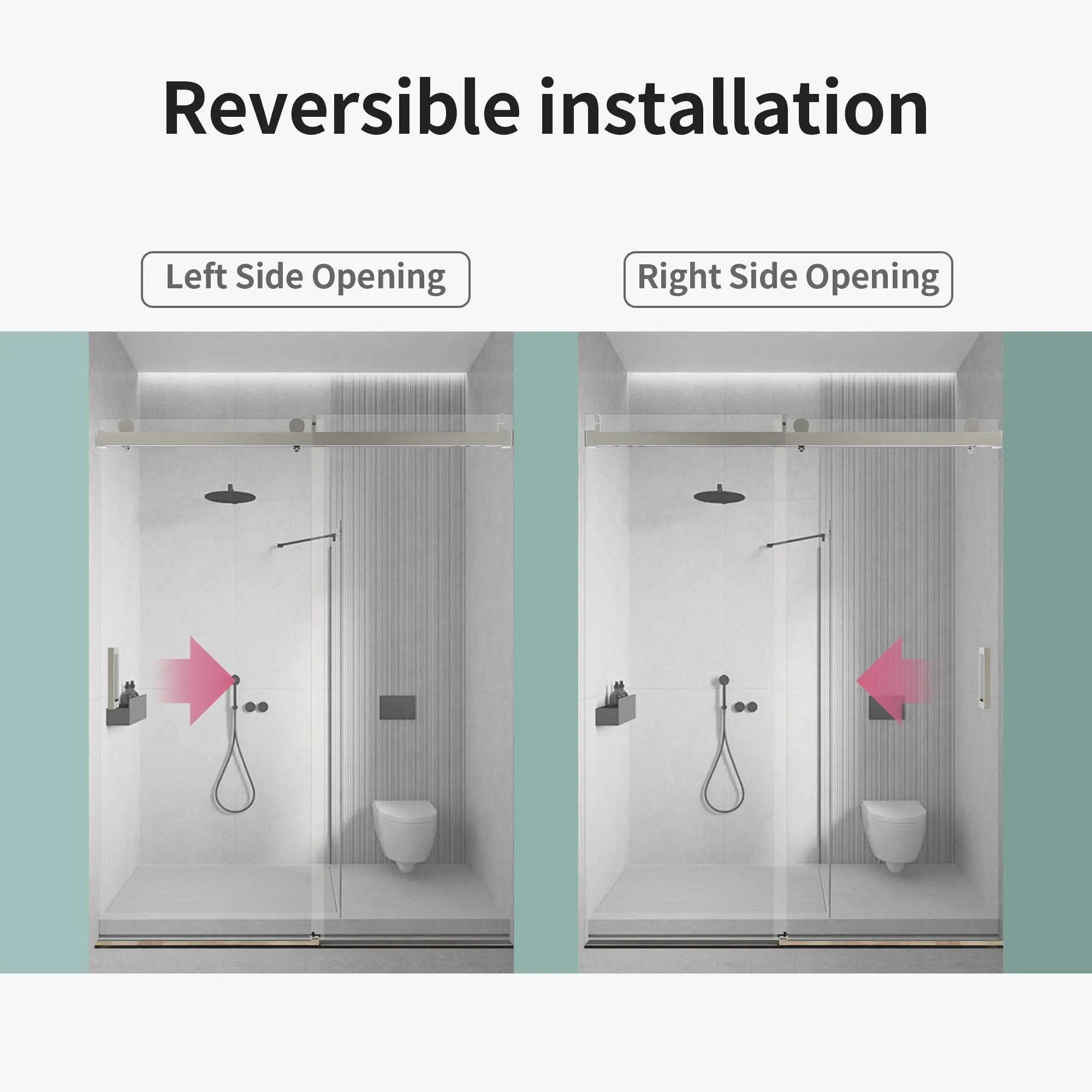 Frameless Sliding Shower Door With Soft- Close, 3 / 8" Tempered Glass by HouseOfZazla