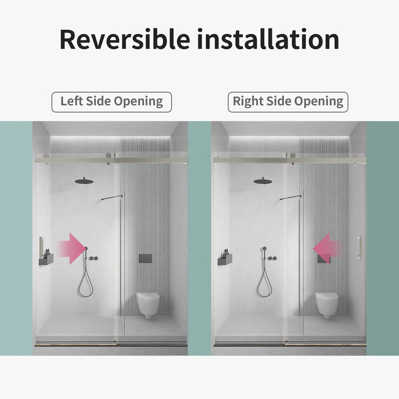 Frameless Sliding Shower Door With Soft- Close, 3 / 8" Tempered Glass by HouseOfZazla