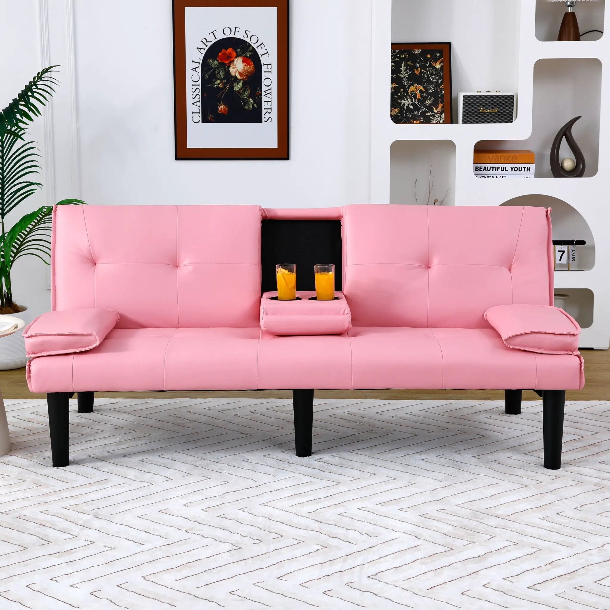 Sofa Bed With Foldable Design And Cup Holder by HouseOfZazla