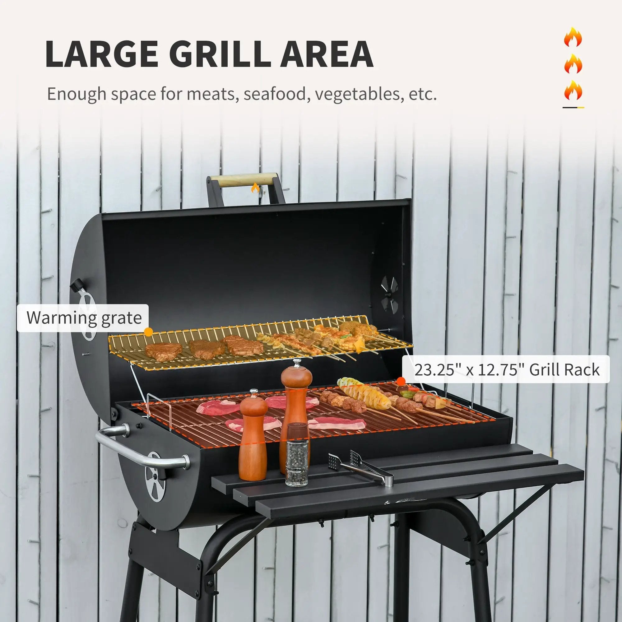 Outsunny 30' Portable Barrel Charcoal BBQ Grill Steel Outdoor Smoker by HouseOfZazla