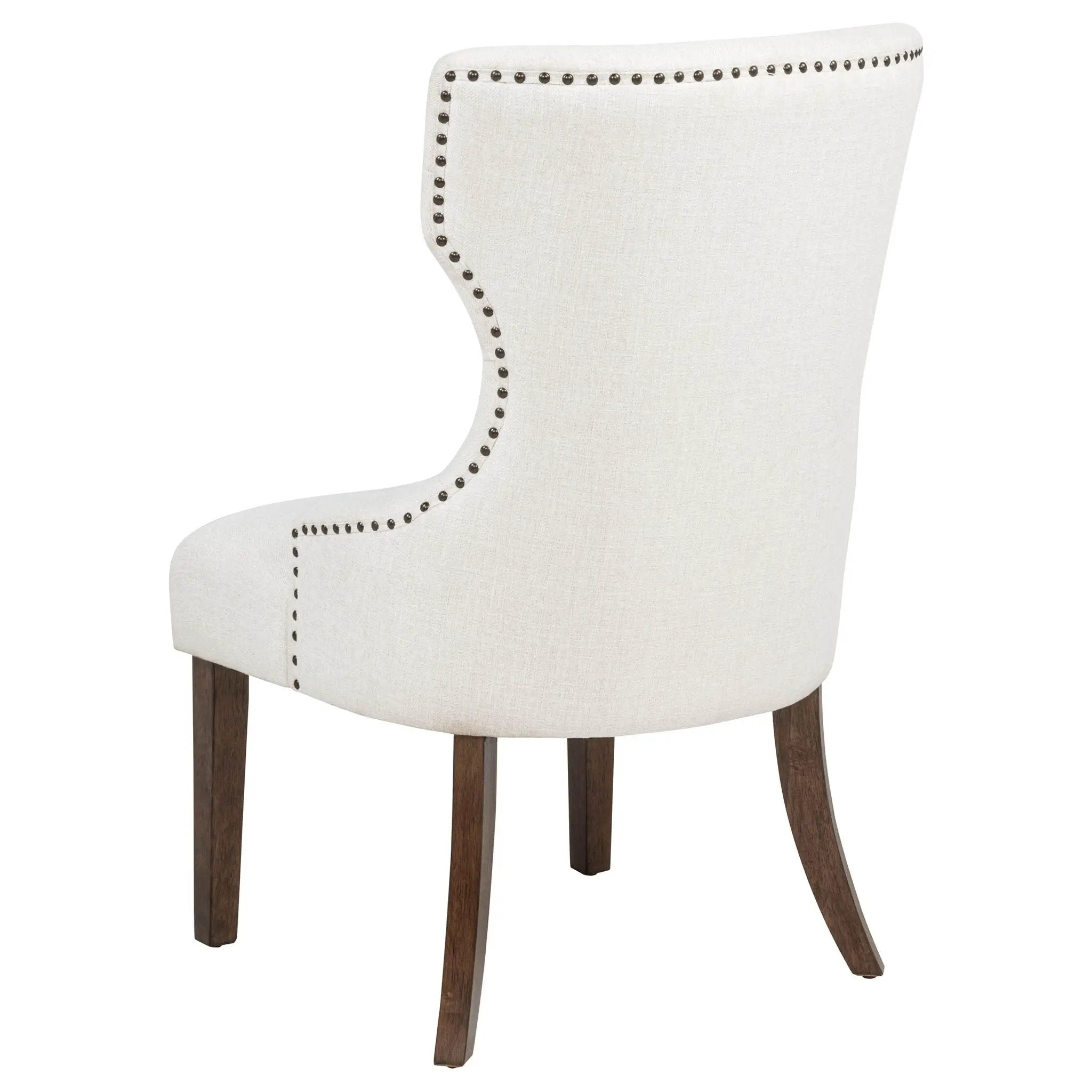 Baney Fabric Upholstered Dining Side Chair Cream and Dark Oak by Unique Piece Furniture