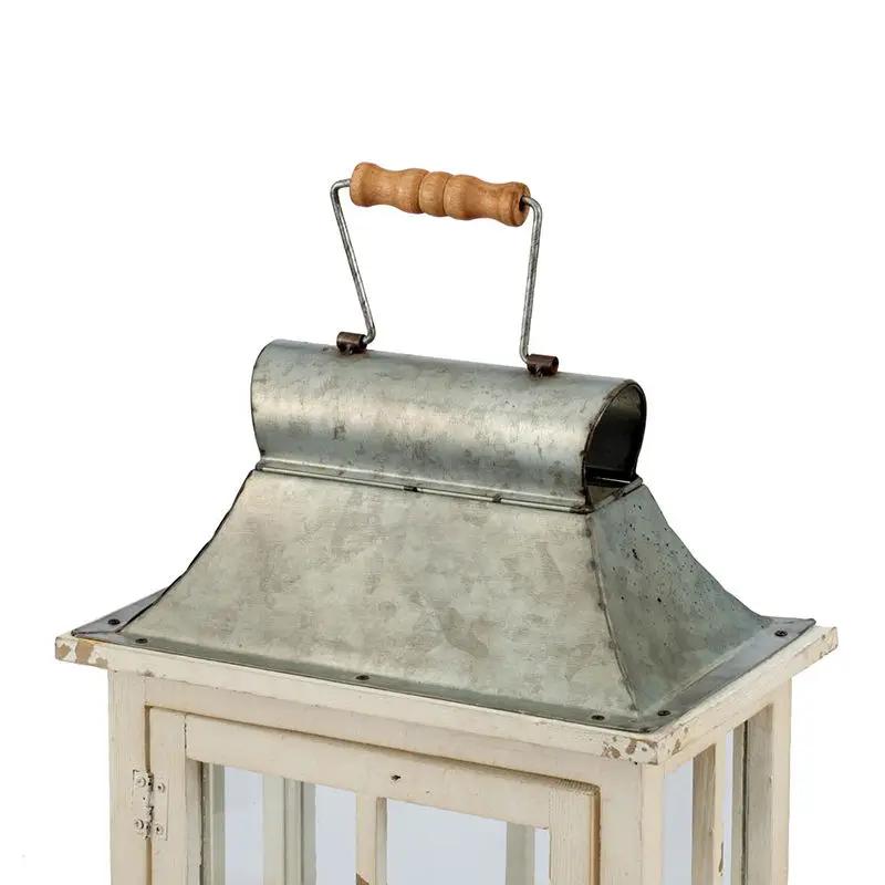 Wooden Candle Lantern Decorative, Hurricane Lantern Holder Decor For Indoor Outdoor, Home Garden Wedding - Ivory by Unique Piece Furniture