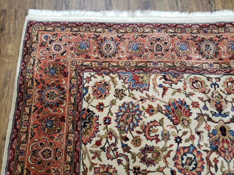 6x9 Top Quality Handmade Wool Area Rug Floral Allover Carpet Veg Dyes Beige by Jewel Rugs