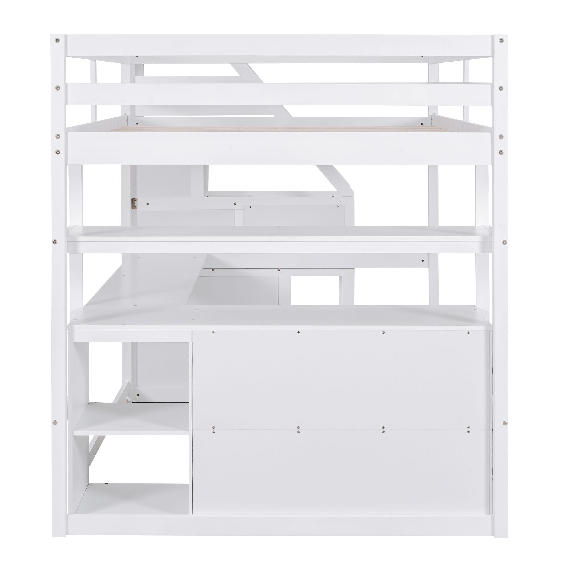 Loft Bed With Desk, Shelves, 2 Drawers, Storage Staircase by HouseOfZazla