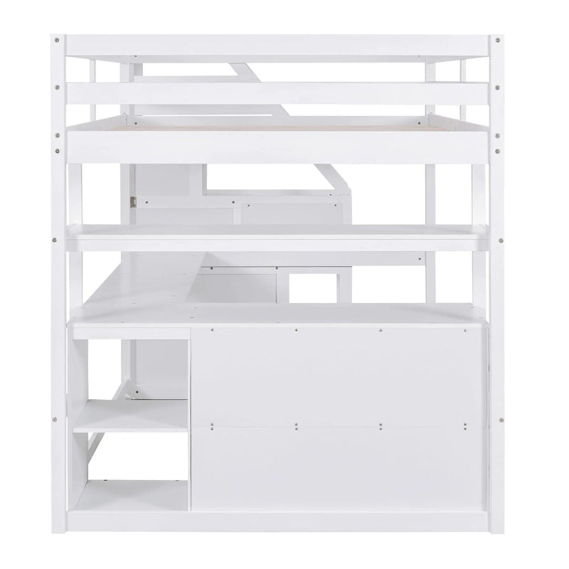 Loft Bed With Desk, Shelves, 2 Drawers, Storage Staircase by HouseOfZazla