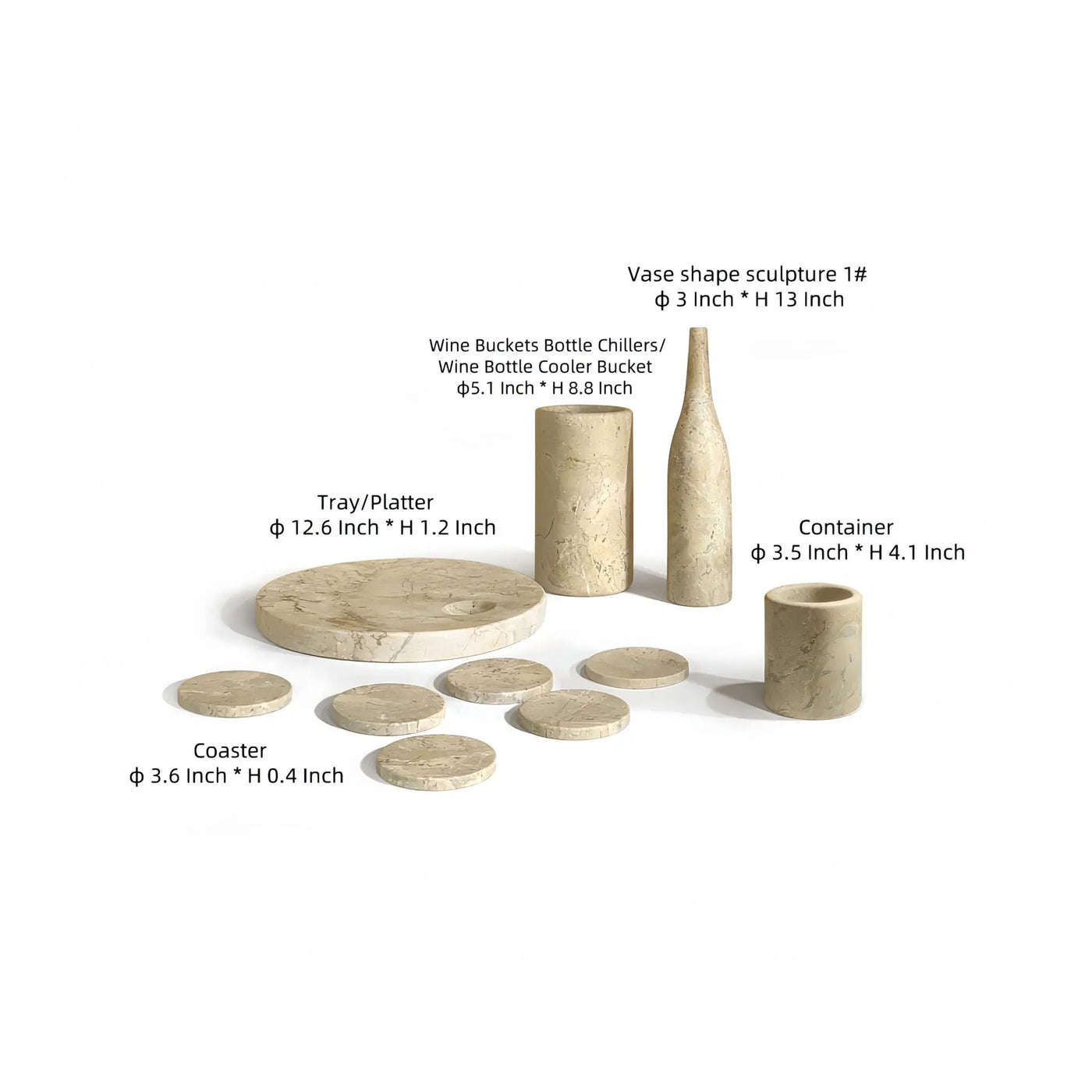 10 Pieces Luxury Natural Marble Dining Room Accessories Set by HouseOfZazla