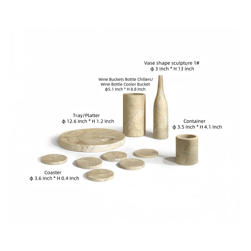 10 Pieces Luxury Natural Marble Dining Room Accessories Set by HouseOfZazla