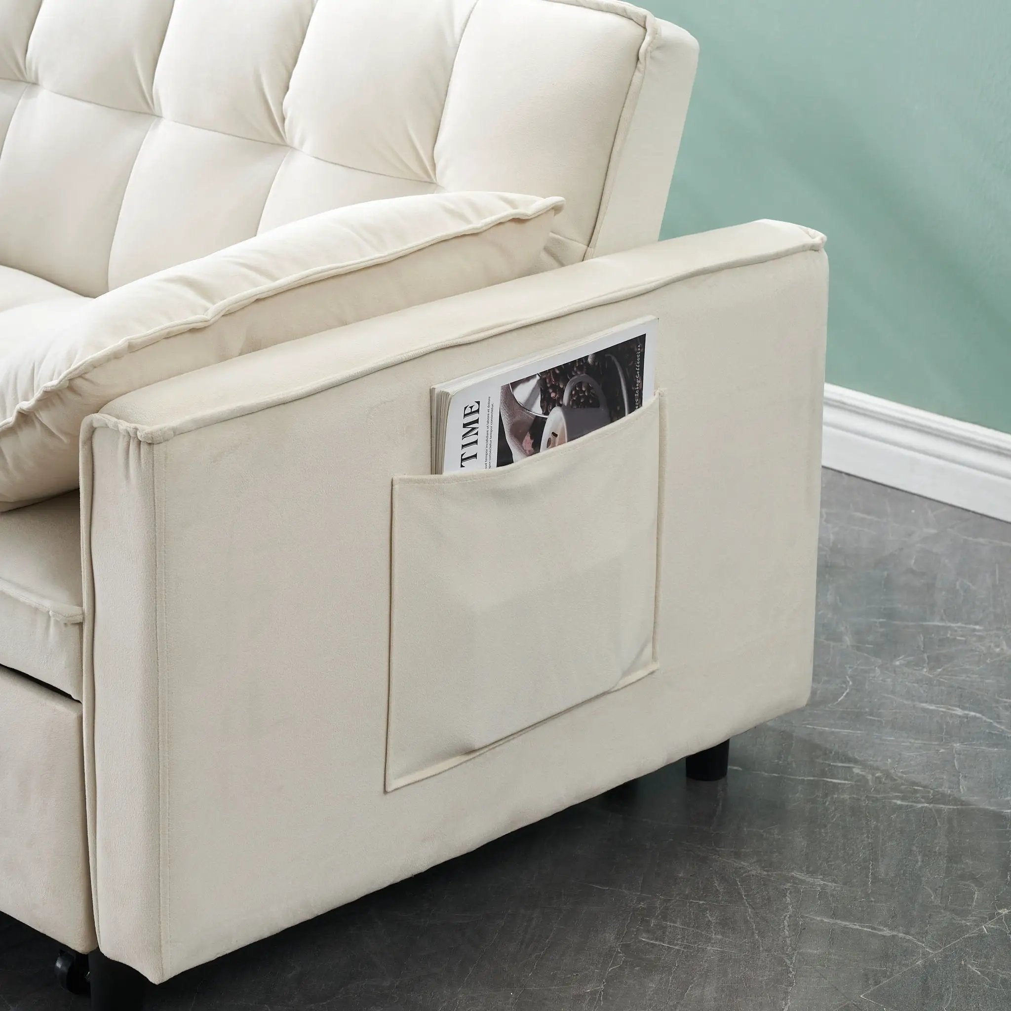 Sofa Bed With Pockets, 3 In 1 Convertible For Living Room by Unique Piece Furniture