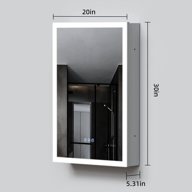 LED Lighted Medicine Cabinet with Mirror, 20x30 Inches by HouseOfZazla