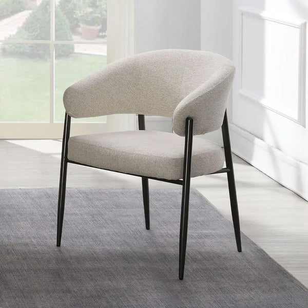 Jirina - Chenille Arm Chair With Metal Legs (Set of 2) - Beige & Black