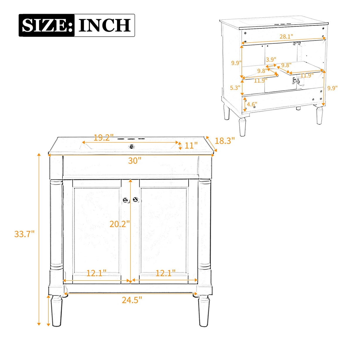 Bathroom Vanity Cabinet With Sink, Soft Close Doors, Storage Cabinet, photo 8 of 21