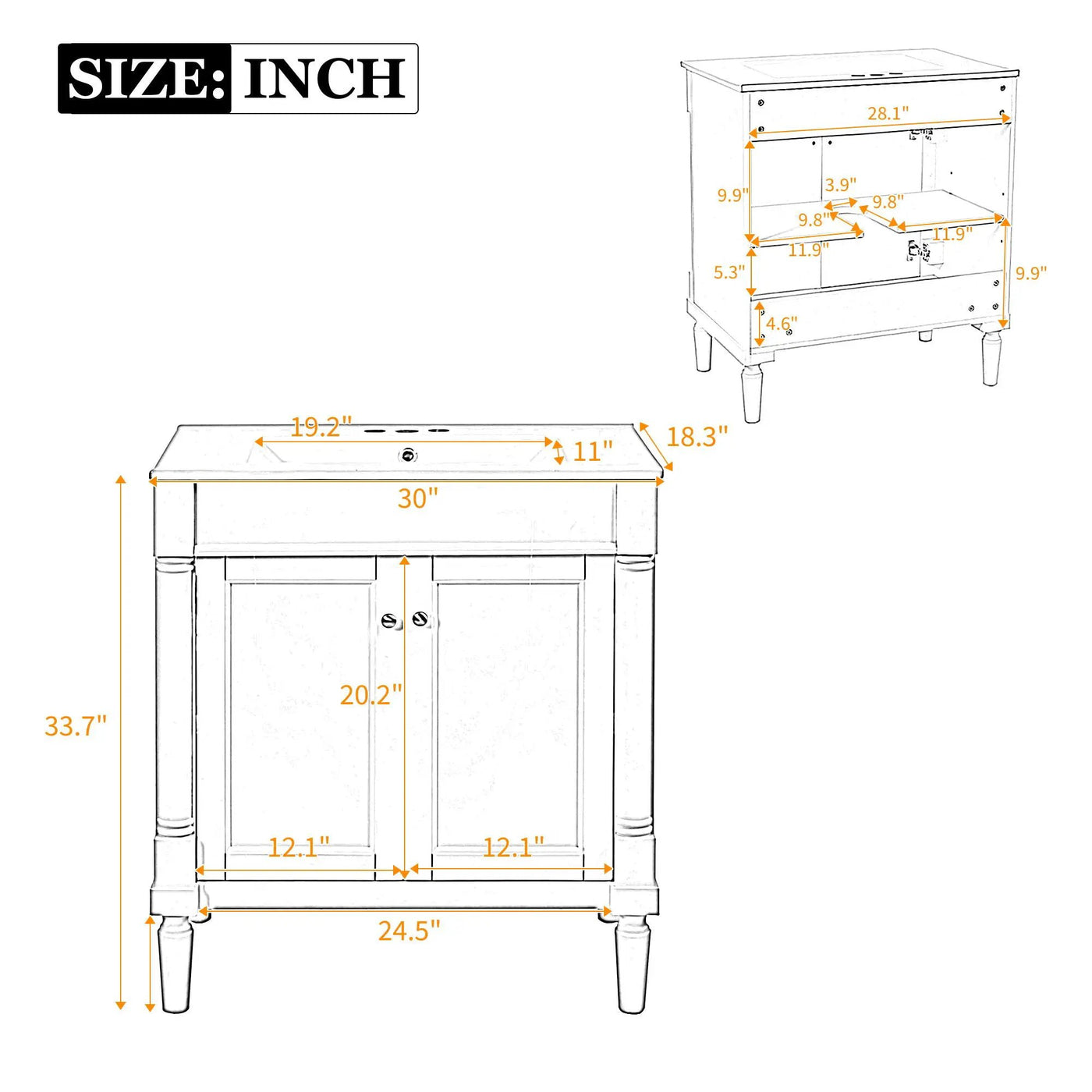 Bathroom Vanity Cabinet With Sink, Soft Close Doors, Storage Cabinet by Unique Piece Furniture