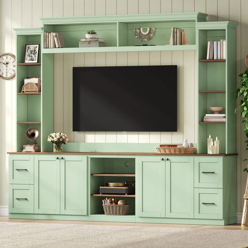 4-in-1 Entertainment Center Wall Unit with Bookshelf for TVs Up to 70" by HouseOfZazla