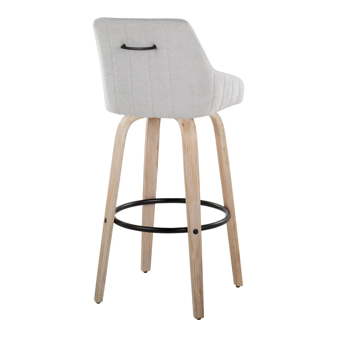 Hannah - Transitional Fixed Height Barstool With Swivel With Round Footrest (Set of 2) by HouseOfZazla