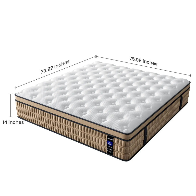 14" King Mattress Hotel Collection Hybrid Mattress With Gel Memory Foam & Pocket Springs by HouseOfZazla