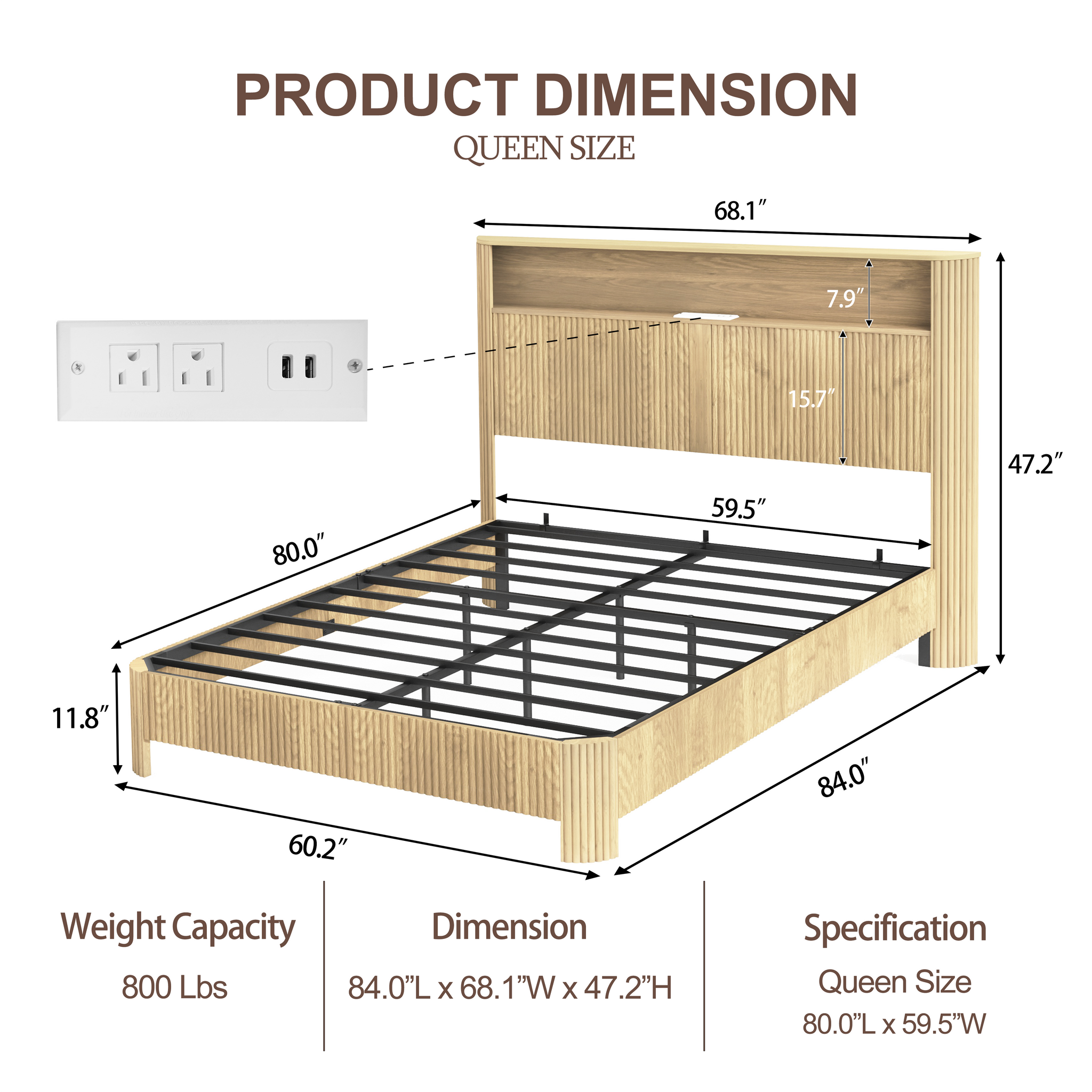 Queen Size Bed Frame With Storage Headboard by HouseOfZazla