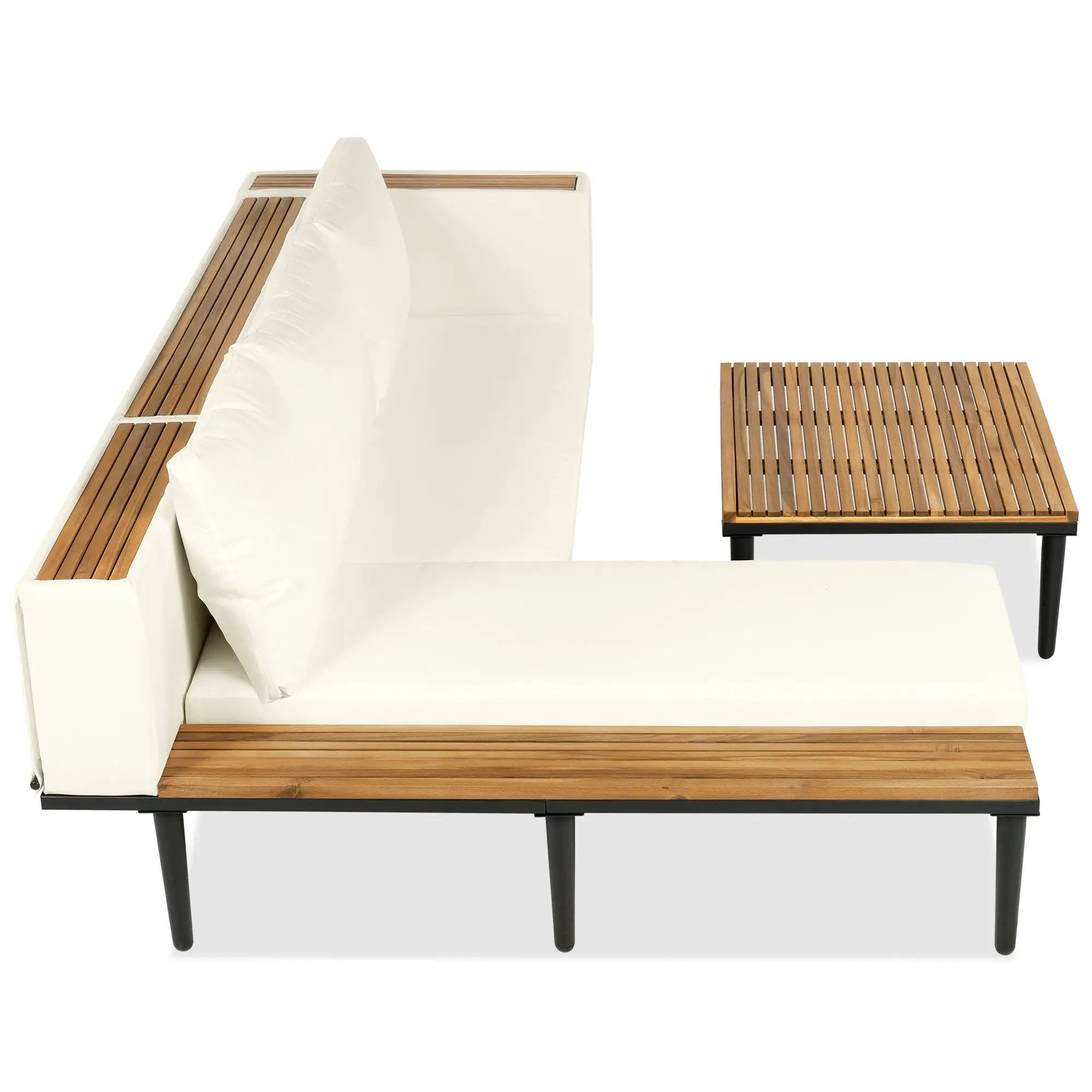 Luxury L-Shaped Acacia Wood Patio Furniture Set with Cushions by HouseOfZazla