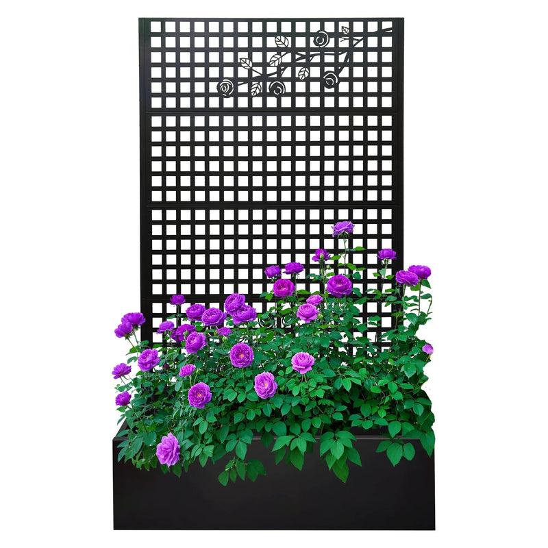 Metal Planter Box with Trellis 70.9in H x 43.3in W x 15.8in D by HouseOfZazla