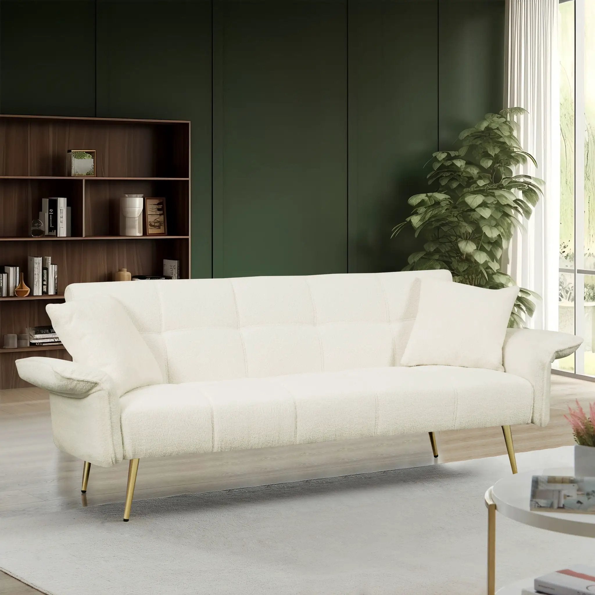 Convertible Double Futon Sofa Bed With Folding Armrests For Living Rooms by Unique Piece Furniture