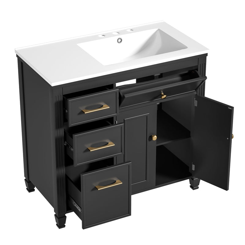 Modern Bathroom Vanity With Ceramic Sink, Freestanding by HouseOfZazla